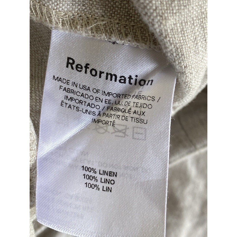 REFORMATION Oatmeal Vesta 100% Linen Pleated High Rise Pant Beachy Coastal Sz 2 - Picture 7 of 7